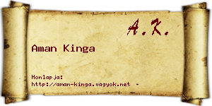 Aman Kinga névjegykártya
